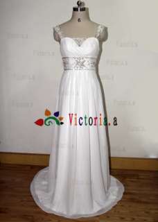 New White Chiffon sexy wedding dresses In Stock Custom make Size 6 8 