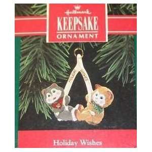   CAT Ornament HOLIDAY WISHES   2 KITTENS on WISHBONE