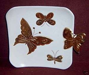 Italy Carole Stupell 1176 Gold Handled Butterfly Dish  