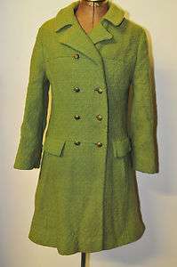 Z37 VTG 40s 50s Double Breasted WWII green Pea Coat OLIVE WOOL jacket 