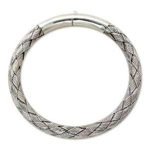    Sterling silver bangle bracelet, Balinese Weavings Jewelry