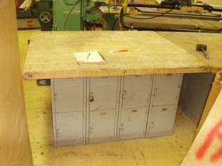 Lot of 5 Shop Tables w/ Lockers Below  