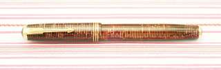 Vintage PARKER VACUMATIC 2 Jewel Red Burgundy Striped Fountain Pen 