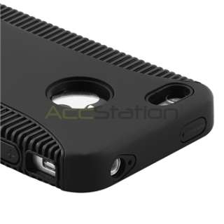 Hybrid Black TPU Rubber Skin Soft Gel / Hard Case Cover for iPhone 4 G 