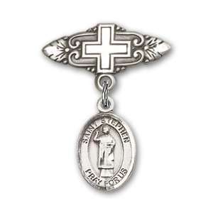  Badge with St. Stephen the Martyr Charm and Badge Pin with Cross St 