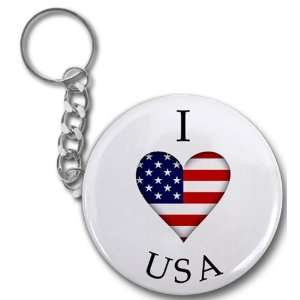 I HEART USA AMERICA World Flag 2.25 inch Button Style Key 