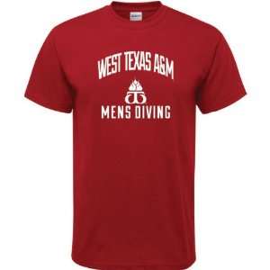 West Texas A&M Buffaloes Cardinal Red Mens Diving Arch T Shirt