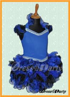 465Z Blue Shell Glitzy National Pageant Cupcake Outfits Party Dress 