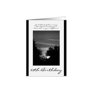 69th Birthday, black & white sunset Card