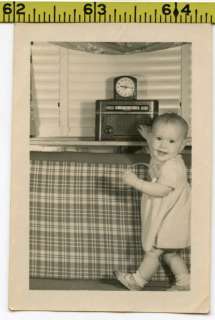 Vintage 1940s photo / Excited Baby Changes RADIO Station to Happy 
