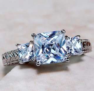 Beautiful White Topaz & 925 Solid Sterling Silver Ring Size 7, Item is 
