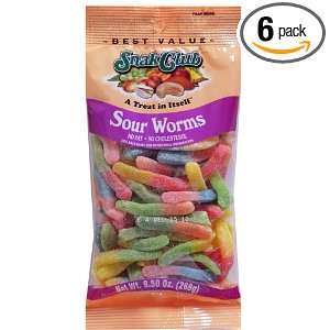 Snak Club Sour Gummy Worms, 9.5000 Ounces (Pack Of 6)  