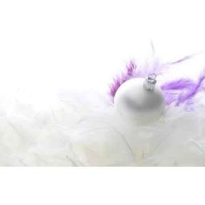 Christmas Glass Ball on White Feathers   36W x 23H   Peel and Stick 