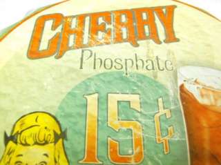 Cherry Phosphate Bottle Cap Sign Soda Jerk Decor 11  