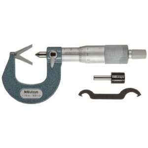 Mitutoyo 114 102 V Anvil Micrometer for 3 Flutes Cutting Head, Ratchet 