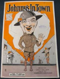 1919 Johnnys In Town WWI GI Soldier Sheet Music  