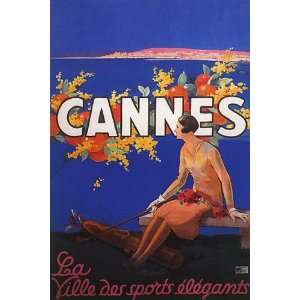  GIRL PLAYING GOLF CANNES FRANCE FRENCH VINTAGE POSTER 