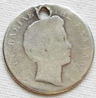 Kingdom Greece silver coin 1 Drachma 1834 1833 Otto I  