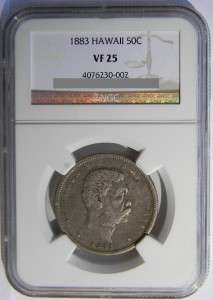   Kingdom 1883 silver $1/2 Half Dollar, RARE 1 yr type; NGC graded VF25