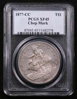 1877 CC Carson City Trade Dollar PCGS XF45 with Chopmarks  
