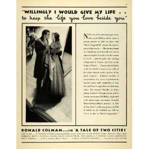  1936 Ad Film A Tale of Two Cities Ronald Colman E Allan 
