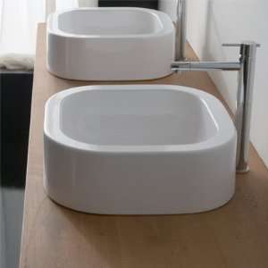   8306 Curved White Ceramic Vessel Bathroom Sink 8306