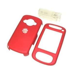 HTC 8525 PDA Smartphone Premium Snap On Rubberize Red Crystal Case 