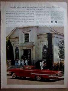 1960 Red White Chevrolet Impala Convertible Car Ad  
