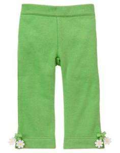 NWT Gymboree FLOWER SHOWERS Green Fleece Lined Yoga Pants  