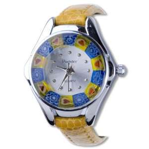   Band Flower Encircled Murano Millefiori Watch Wrist Pugster Jewelry