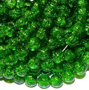   Transparent Crackle Glass Round 8mm Bead 32 Inch Strand G1314L  