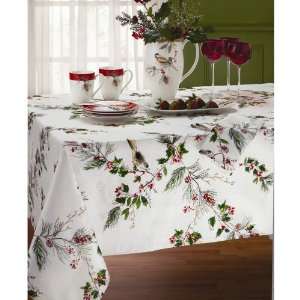  Lenox Winter Song 70 Inch Round Tablecloth, Off White 