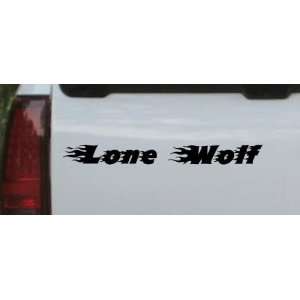 Black 10in X 1.0in    Flaming Lone Wolf Car Window Wall Laptop Decal 