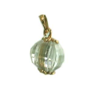  9k Gold Filled Pendant Gold and Stones Circular Glass 