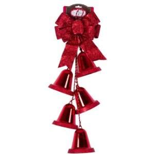 Trim a Home 8in X 5in Red Glitter Bow with 5in Red Glittered Accent 