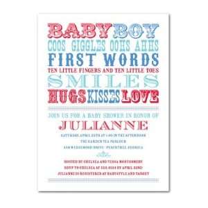  Baby Shower Invitations   Baby Words Bright Red By Hello 