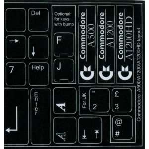 COMMODORE A500/A1200/A1200HD NON TRANSPARENT KEYBOARD STICKERS BLACK 