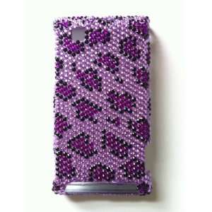 Motorola Devour A555 Purple Leopard Bling Diamante Rhinestone Hard 1 