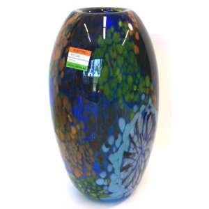    Murano art glass tall vase splash and swirl A86