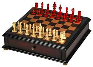 18th Century Calvert Chess Set (Mahogany Board/Faux Ivory Reproduction 