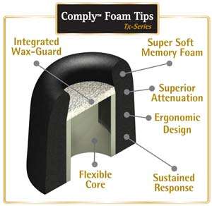  Comply TX 500 Series Foam Tips (Black, 3 Pairs, Large 