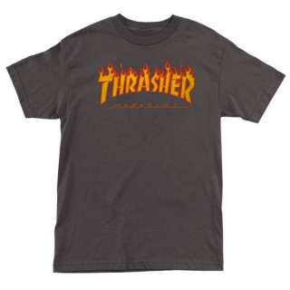 Thrasher Magazine FLAMES Skateboard Shirt DK GREY XXL  