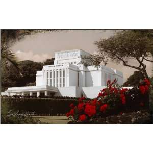  LDS Laie Temple 3 18x6 Plaque   Framed Legacy Art 