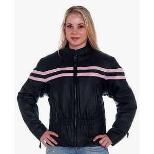  Womens Leather Jackets with double Pink Motorcycle Racing 