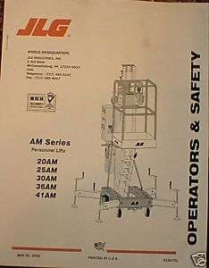 JLG 20AM 25AM 30AM 36AM 41AM Manlift Operators Manual  