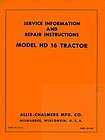 ALLIS CHALMERS HD16 HD 16 Tractor Repair Service Manual