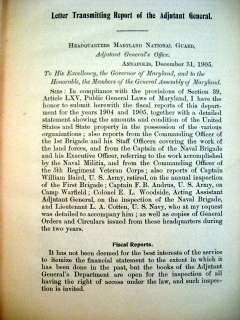 1906 REPORT OF ADJUTANT GENERAL OF MARYLAND 1904 1905  