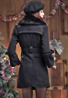 New OL Thick Buttons Removable Fur Neck Coat Outwear  Q 2145