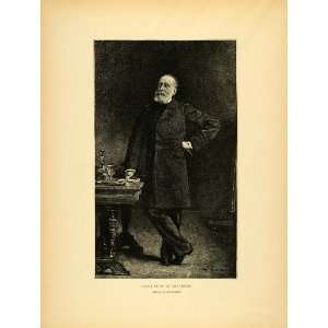  1887 Wood Engraving Portrait Pierre Puvis de Chavannes 