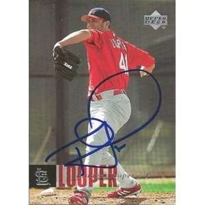  Braden Looper Signed St. Louis Cardinals 2006 UD Card 